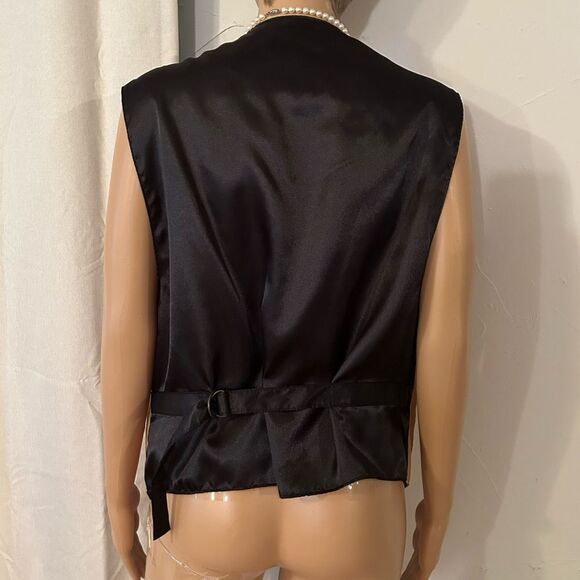 Scully Men’s Size Large Tan Genuine Leather and Black Satin Snap Button Vest - Picture 9 of 14